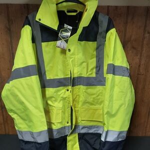 Workwear High-Visibility Yellow and Black Men's Jacket